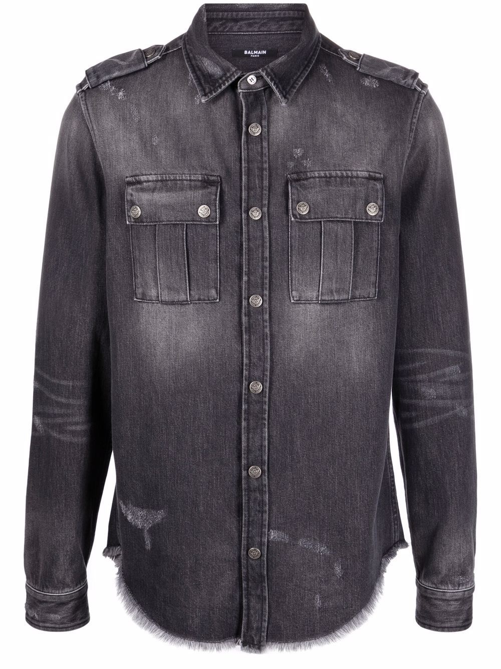 distressed denim shirt - 1