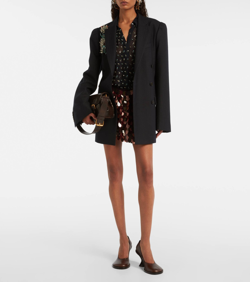 Dries Van Noten Crystal-embellished sheer shirt outlook