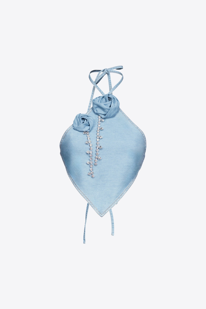 CRYSTAL ROSETTE HANDKERCHIEF TOP - 1