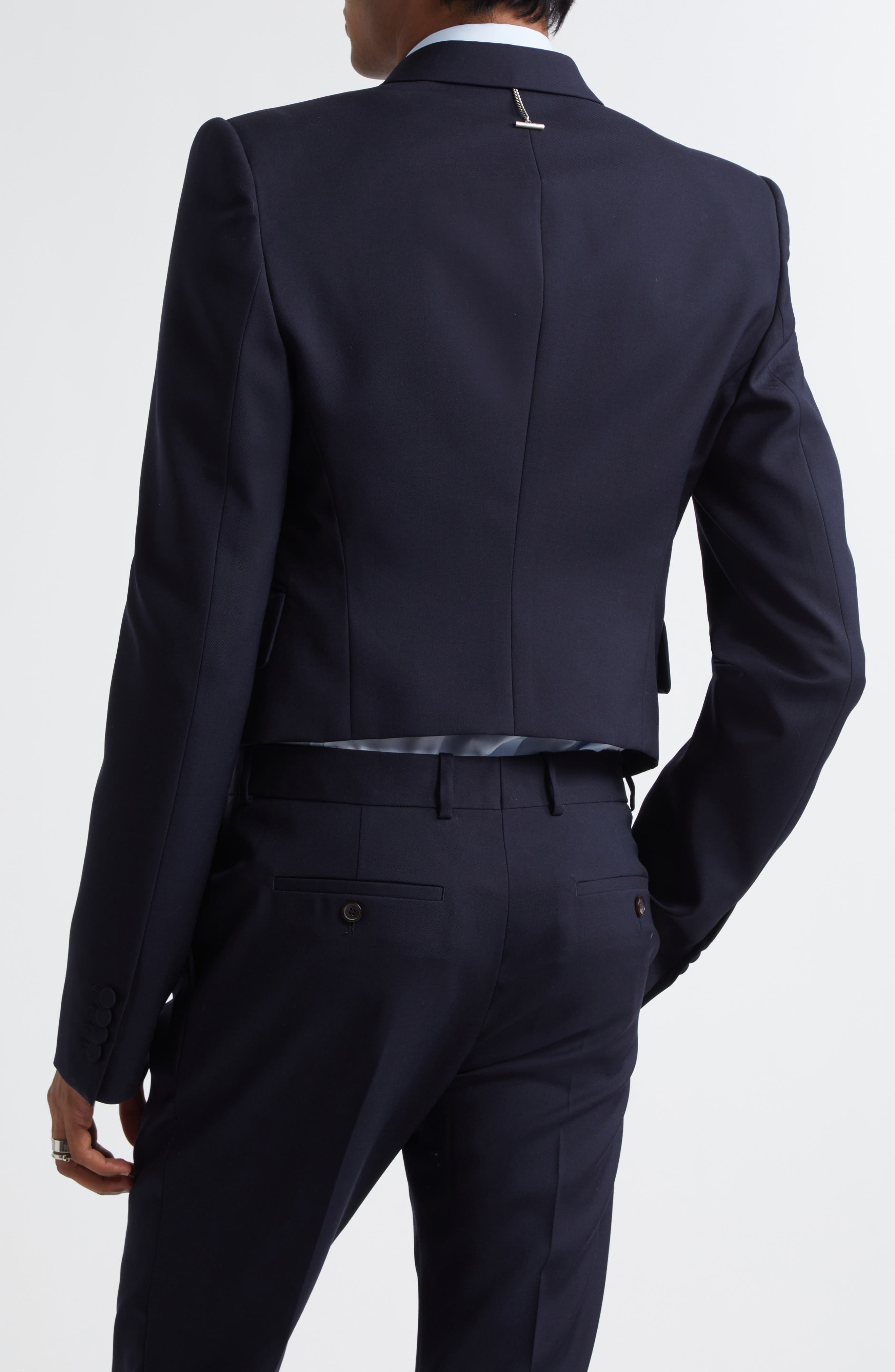 McQueen Shrunken Wool Blazer in Navy at Nordstrom - 3