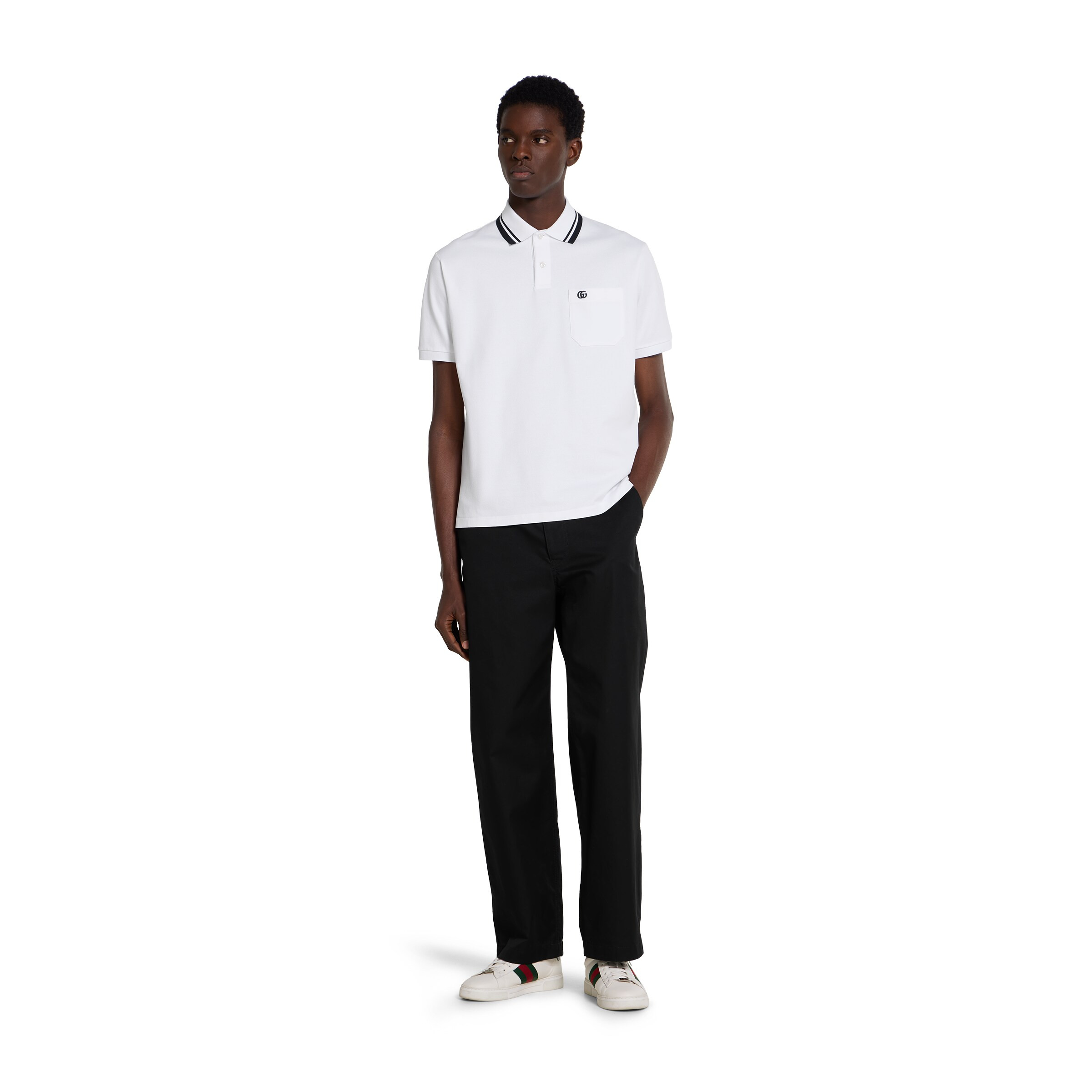 Cotton piquet polo shirt with embroidery - 2