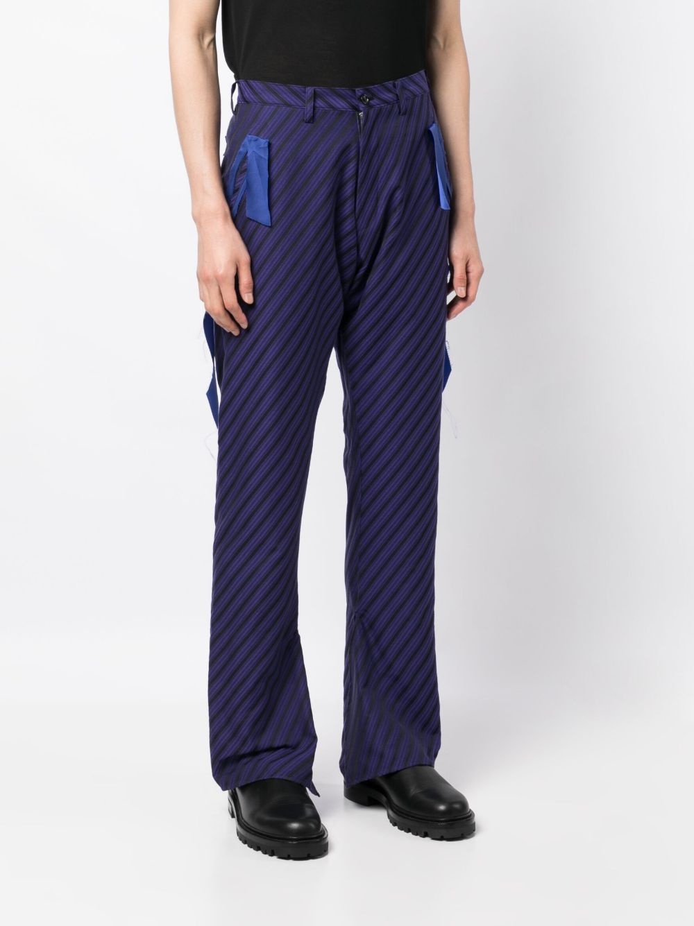 diagonal-striped straight-leg trousers - 3