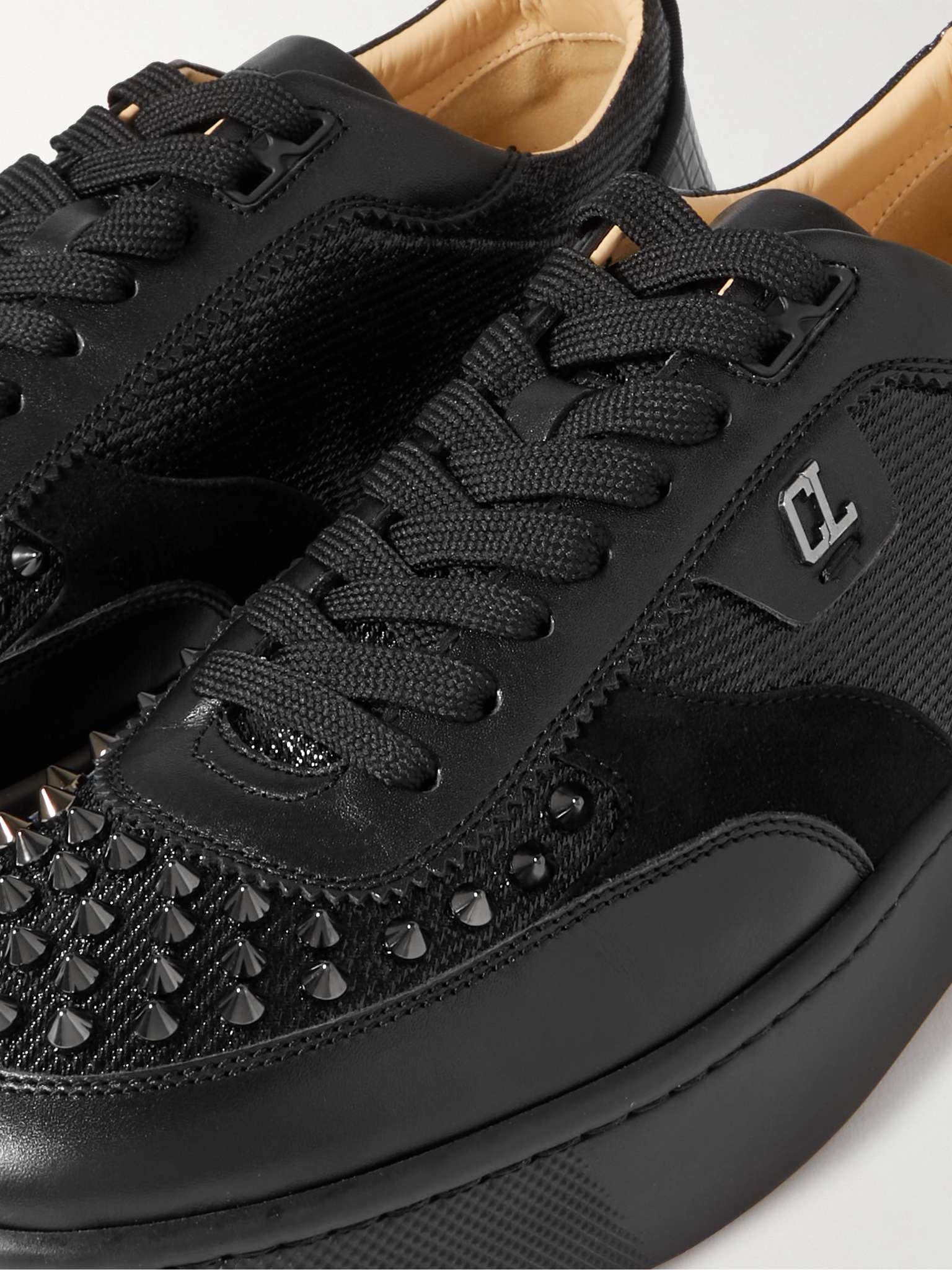 Happrui Spikes Suede and Leather-Trimmed Mesh Sneakers - 6