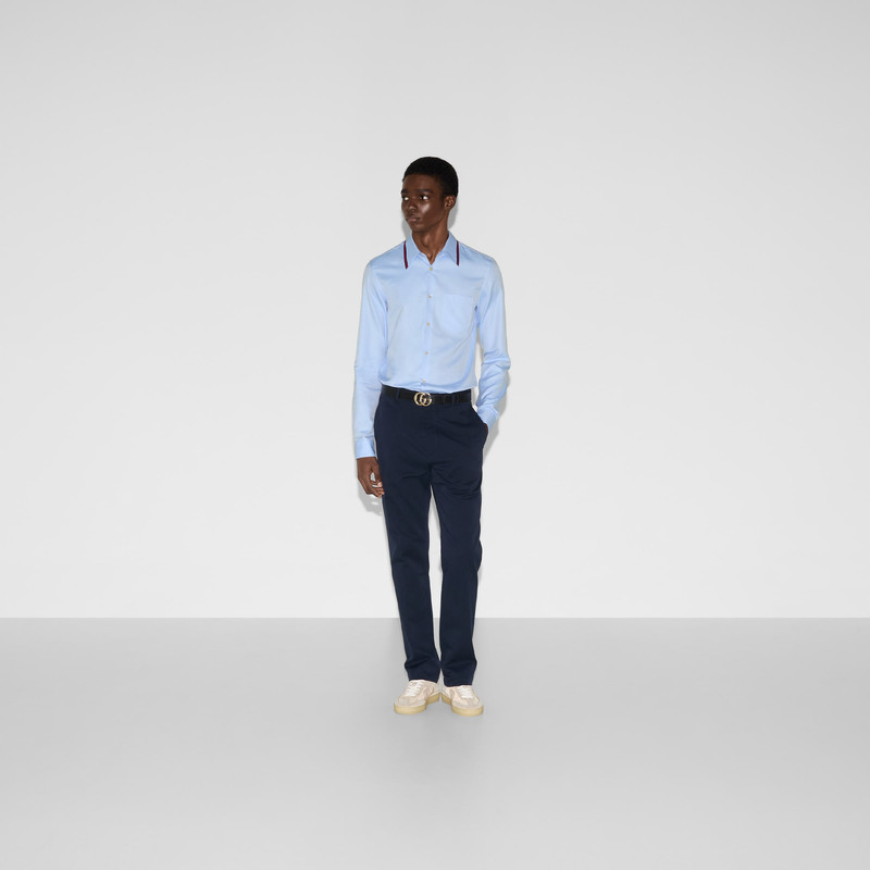 GUCCI Oxford cotton shirt with Web outlook