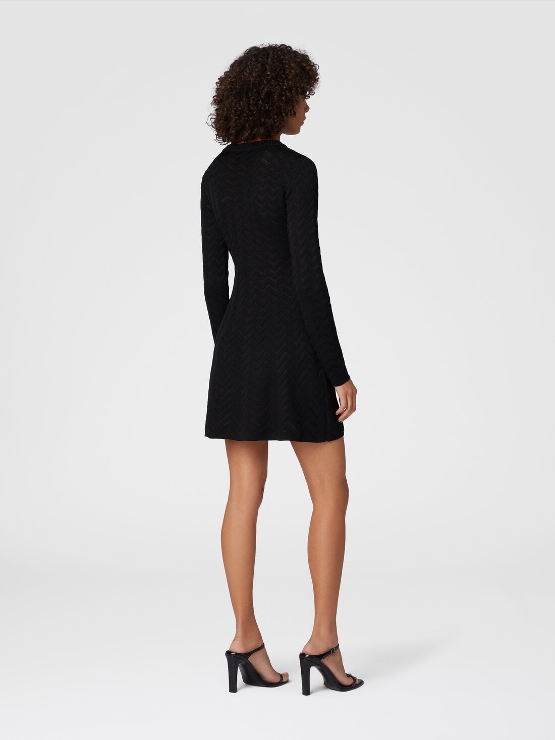 Tone-on-tone chevron long-sleeved mini-dress - 3