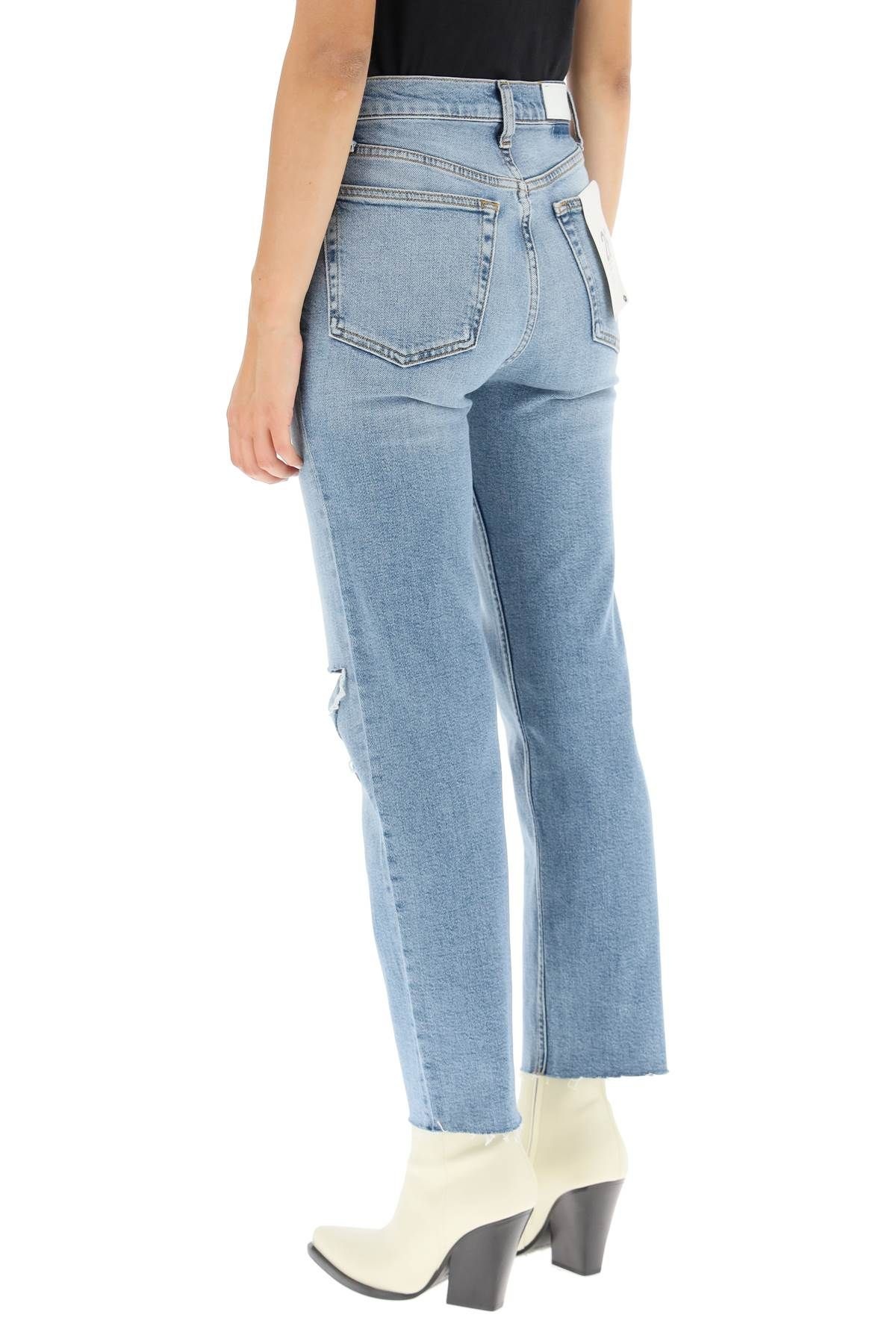 HIGH RISE STOVE PIPE JEANS WITH RIPS - 4