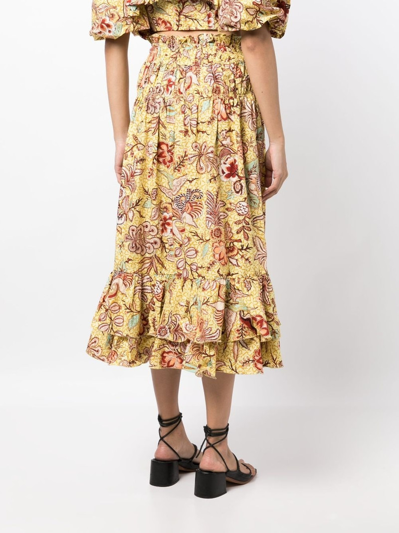 Acacia Calla Lily-print midi skirt 4