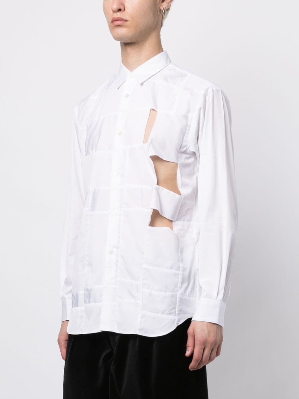 panelled cut-out cotton shirt - 3