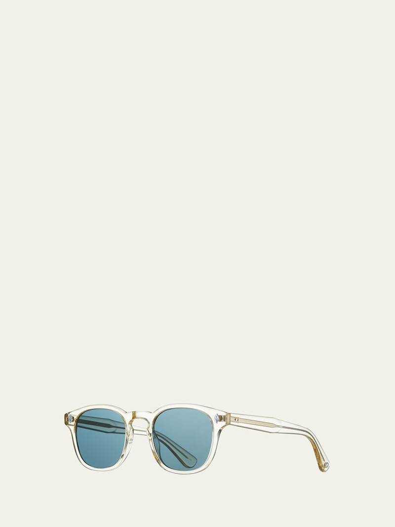 Garrett Leight Men's Ace Square Acetate Sunglasses, Clear/Blue outlook