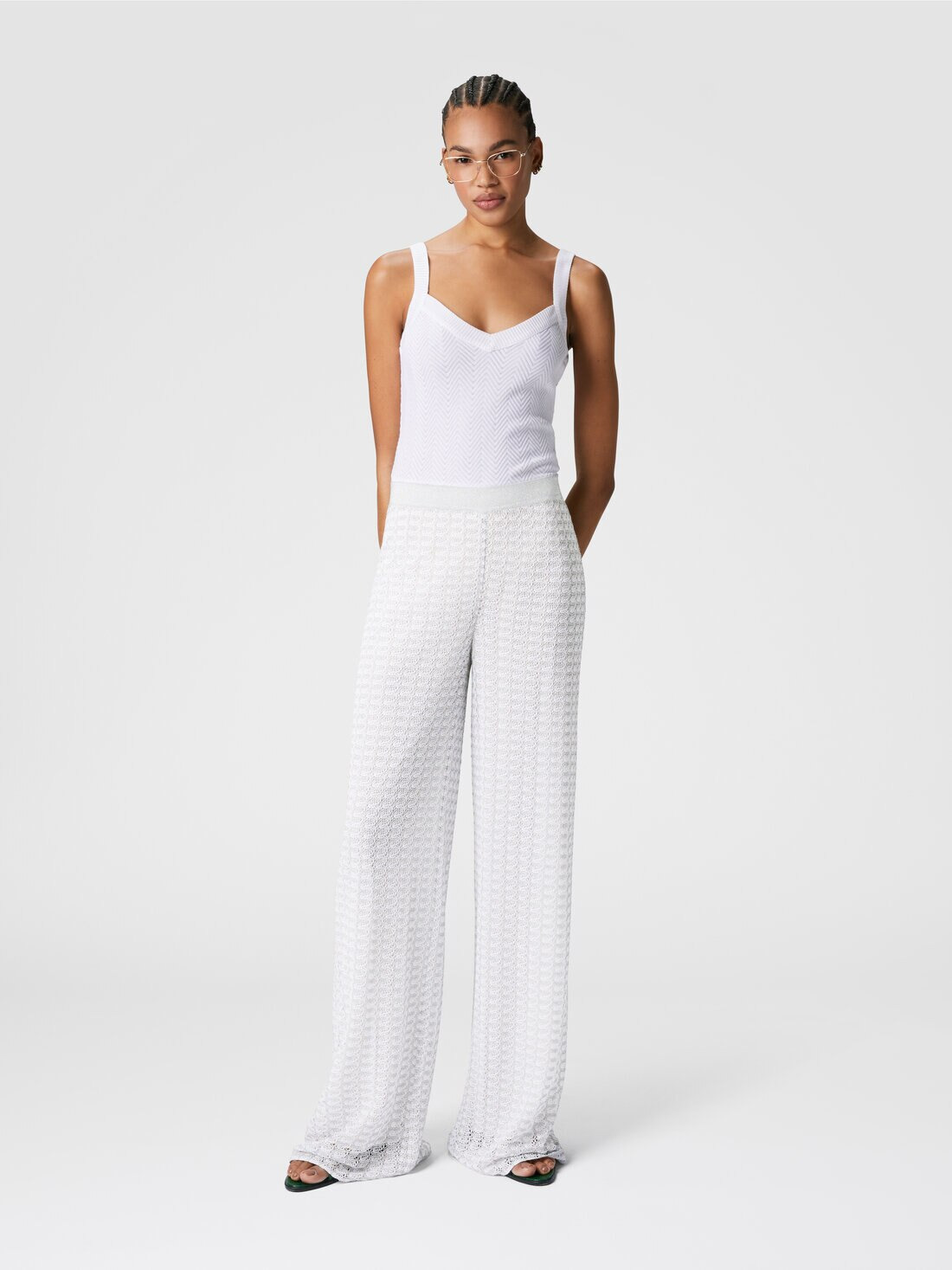 Viscose lamé lace trousers - 2