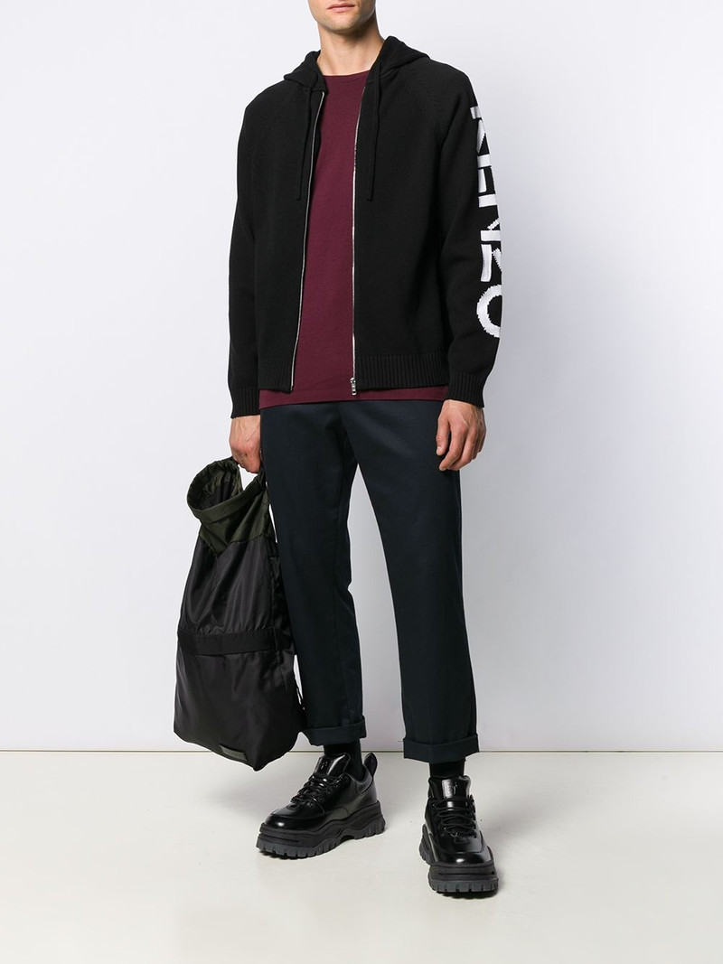 KENZO intarsia knit logo hoodie outlook