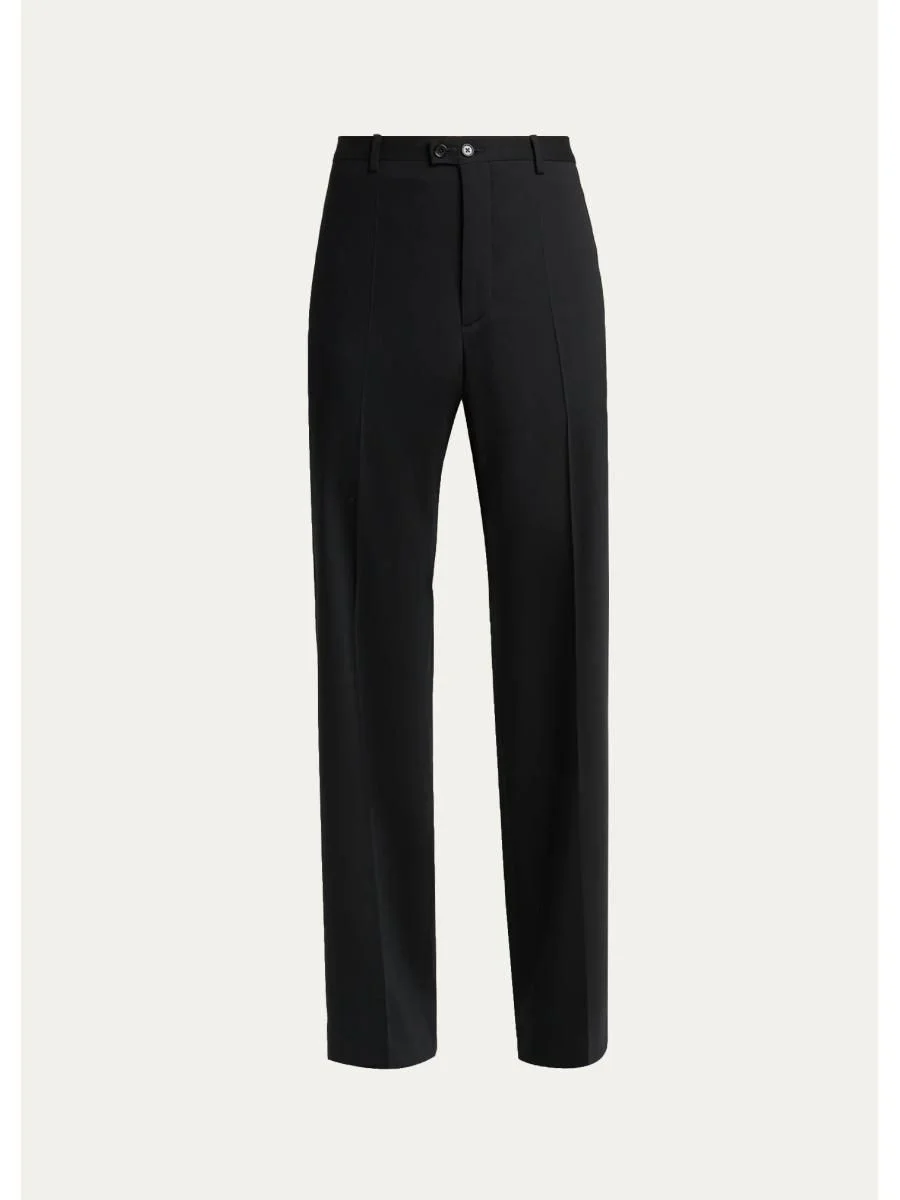 Men's Wool Blend Wide-Leg Trousers - 1