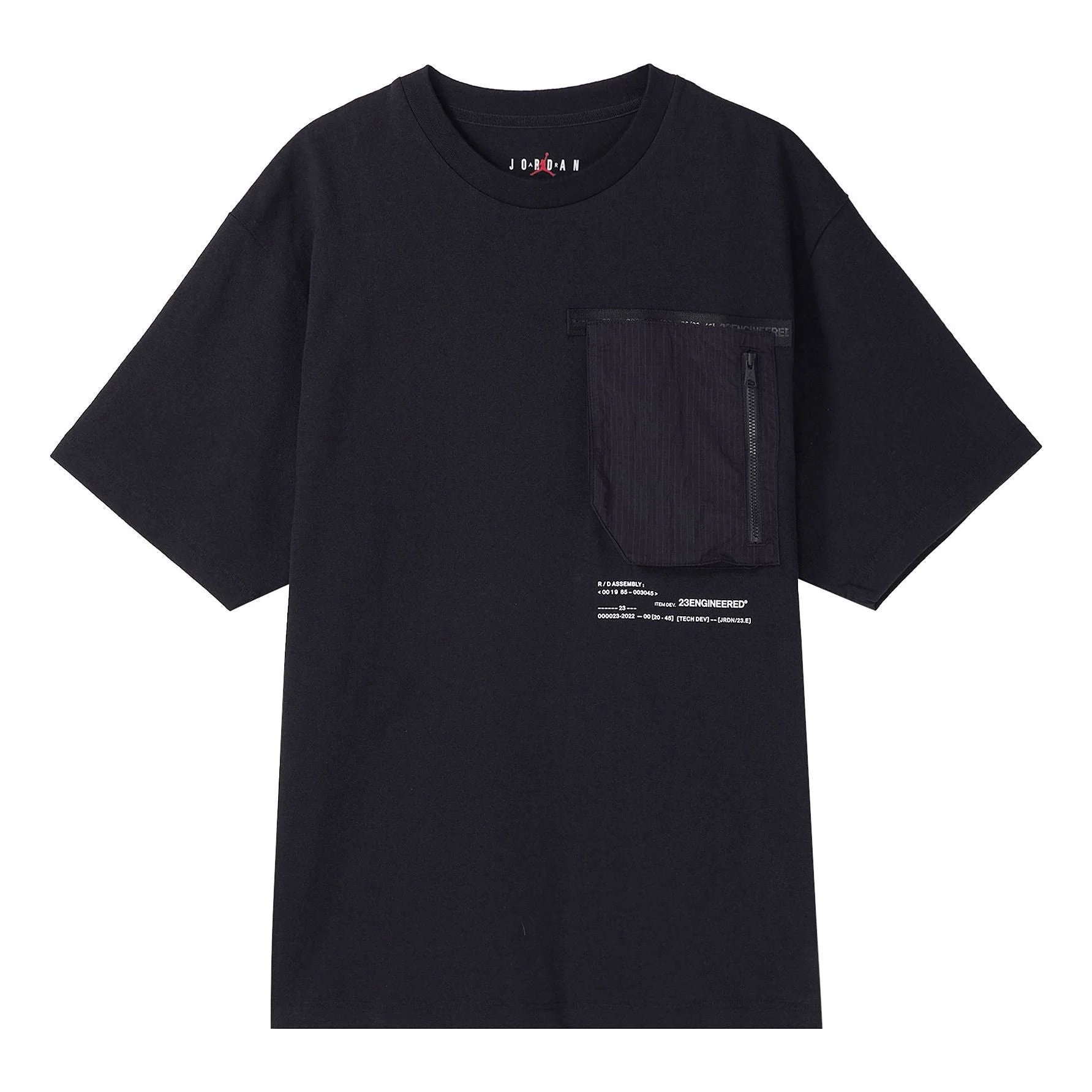 Air Jordan 23 Engineered Solid Color Pocket Round Neck Casual Short Sleeve Black DM1389-010 - 1