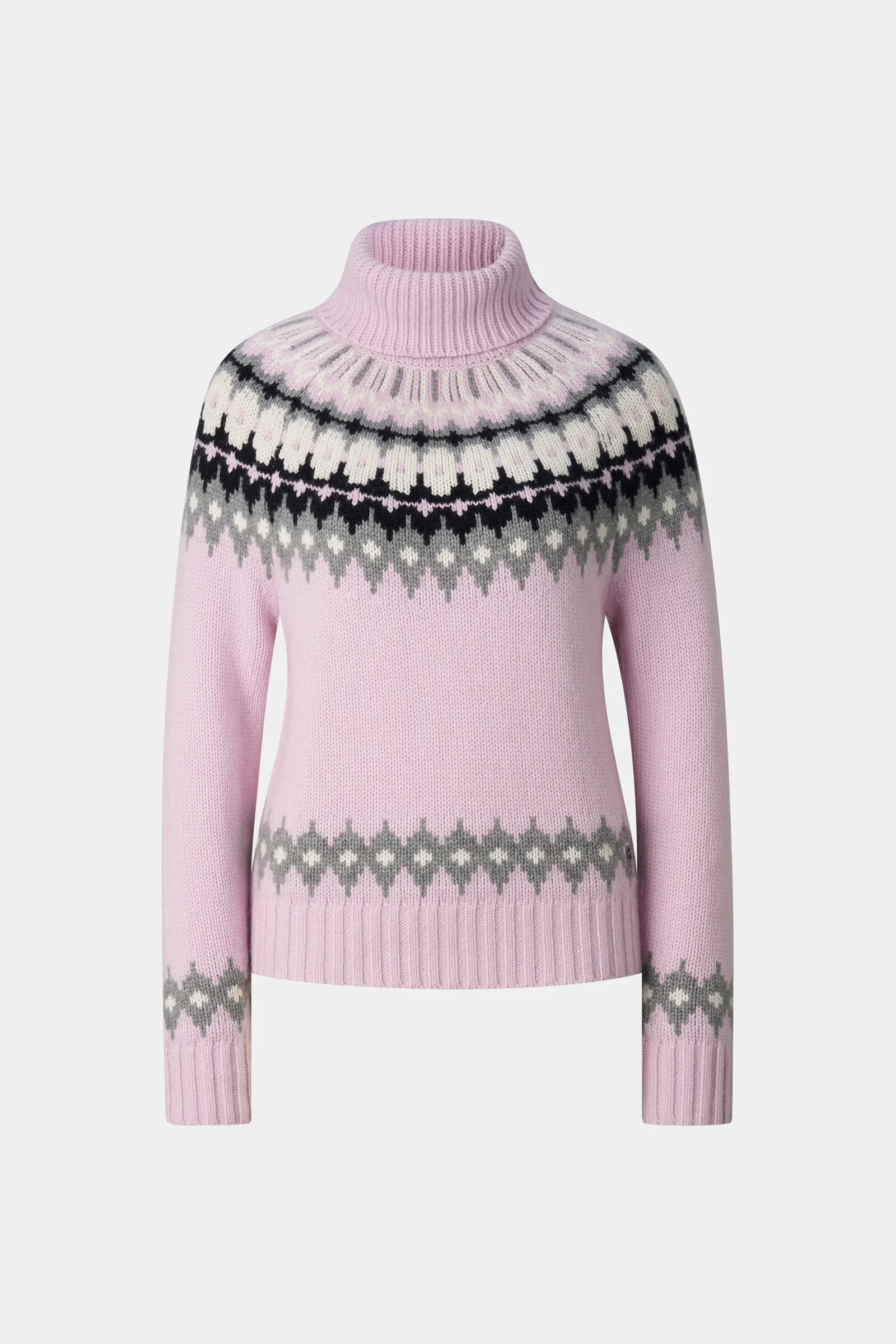 Ingrid Cashmere Norwegian Pullover in Rosé/Gray/Off-White - 1