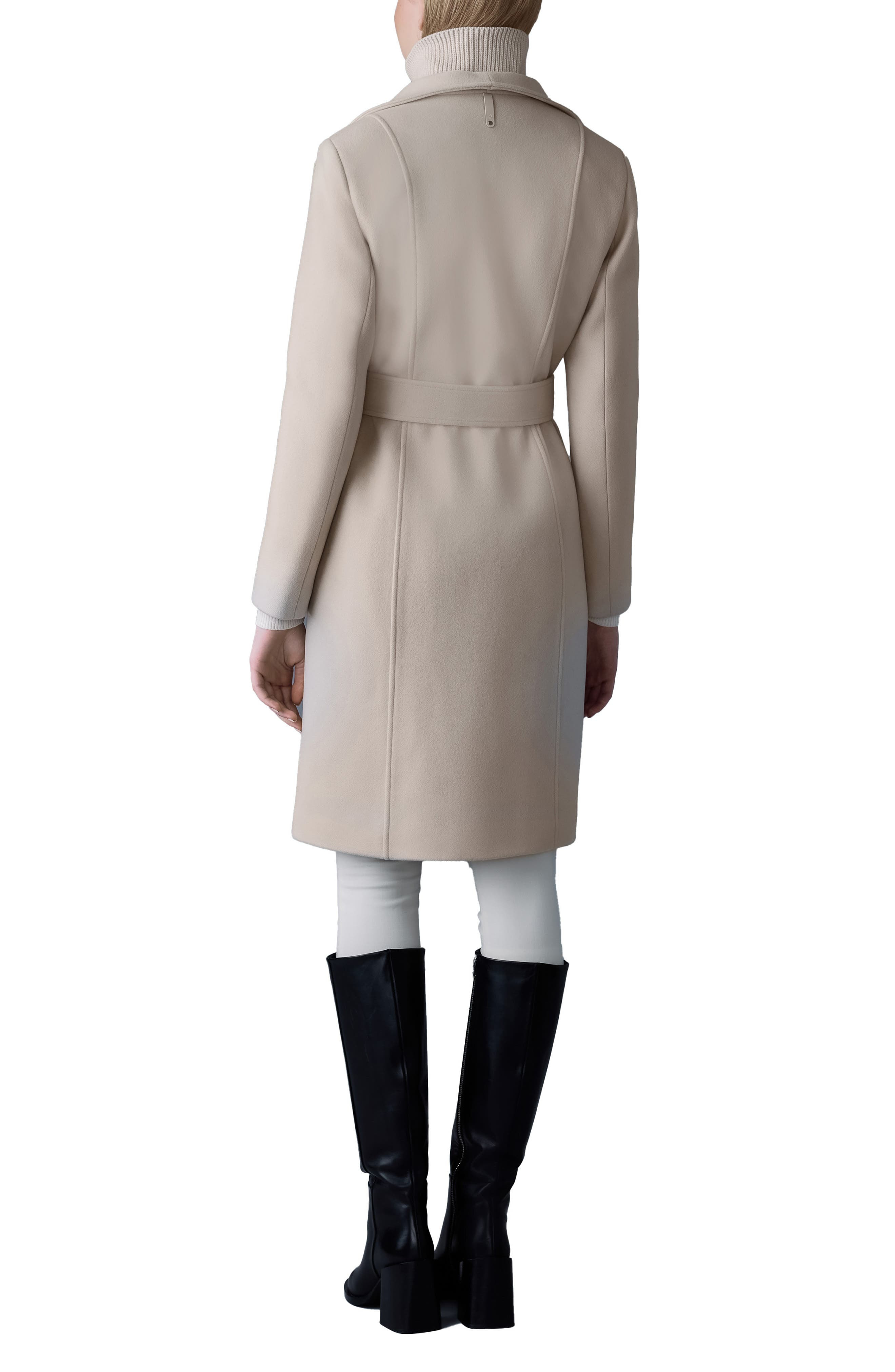 Mackage Norita Belted Double Face Wool Coat with Wool Blend Bib in Trench at Nordstrom - 2