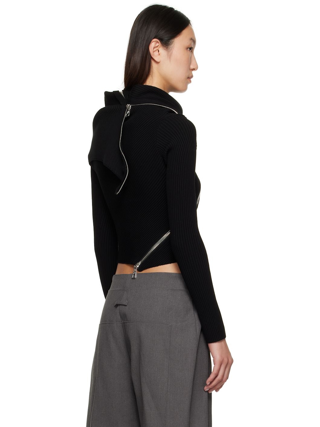 Black Zipped Turtleneck - 3
