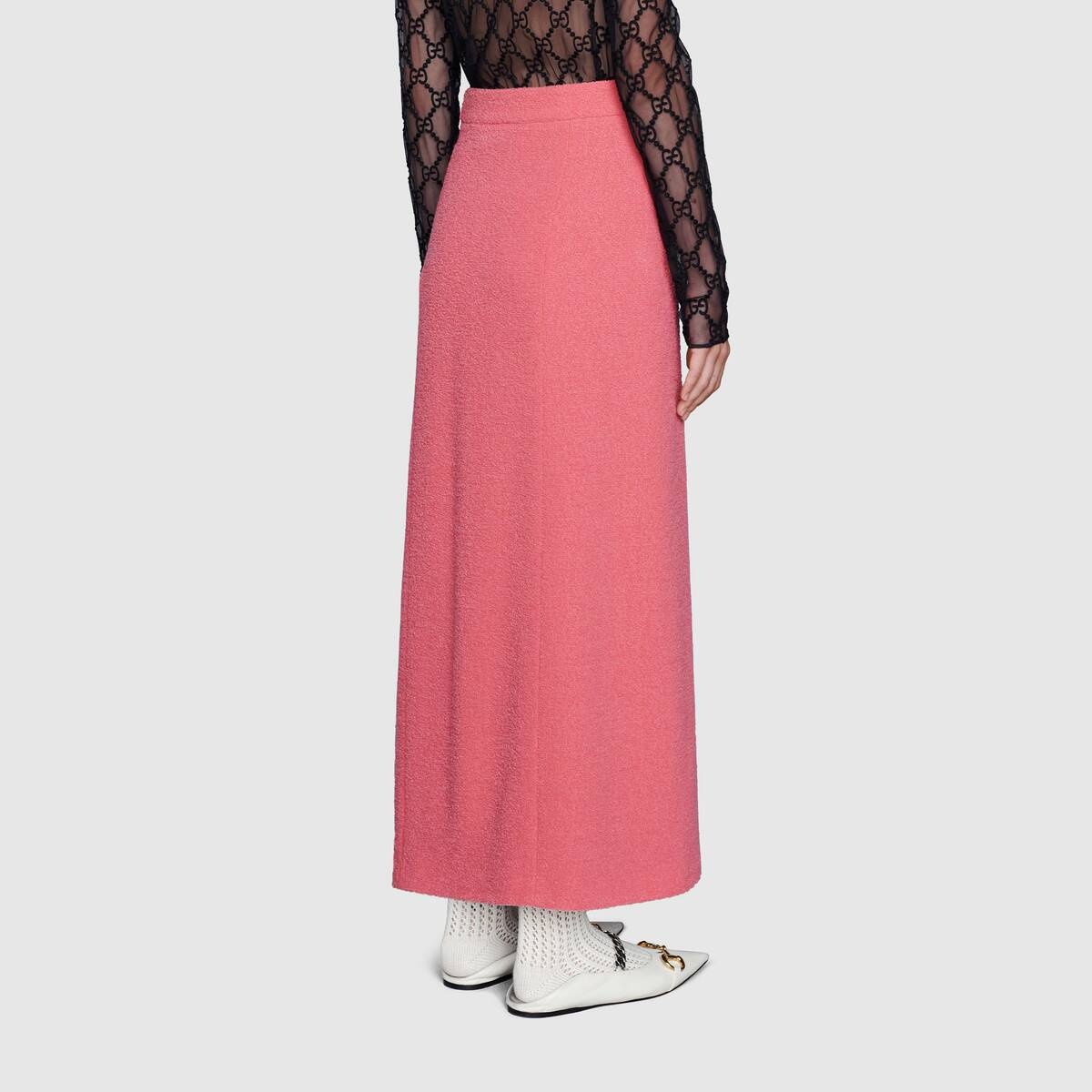 Wool tweed midi skirt with slit - 4