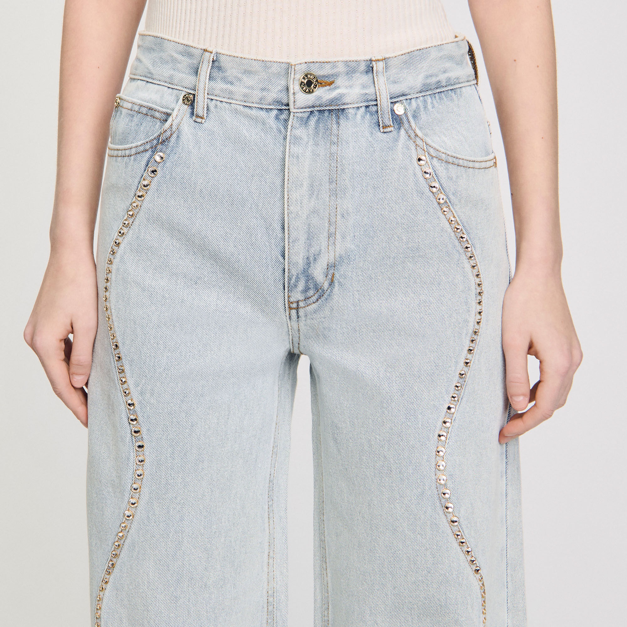 JEANS WITH RHINESTONE STRIPES - 3