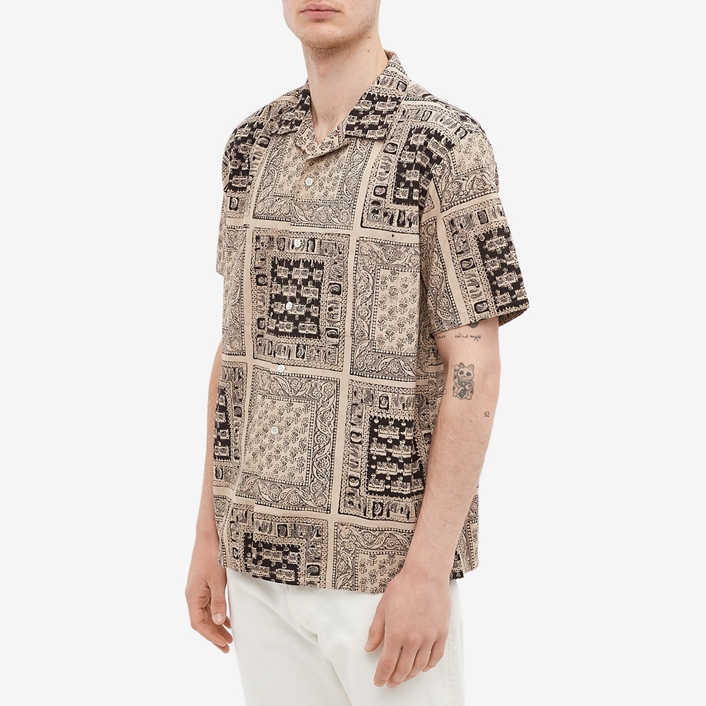 Beams Plus Short Sleeve Open Collar Elephant Block Print Shi - 2