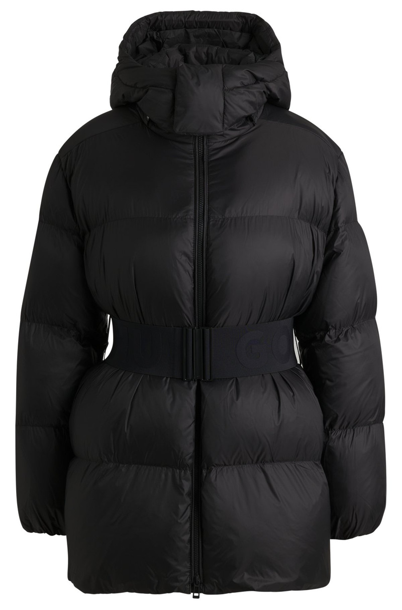 DETACHABLE-HOOD PADDED JACKET WITH REMOVABLE LOGO BELT 1