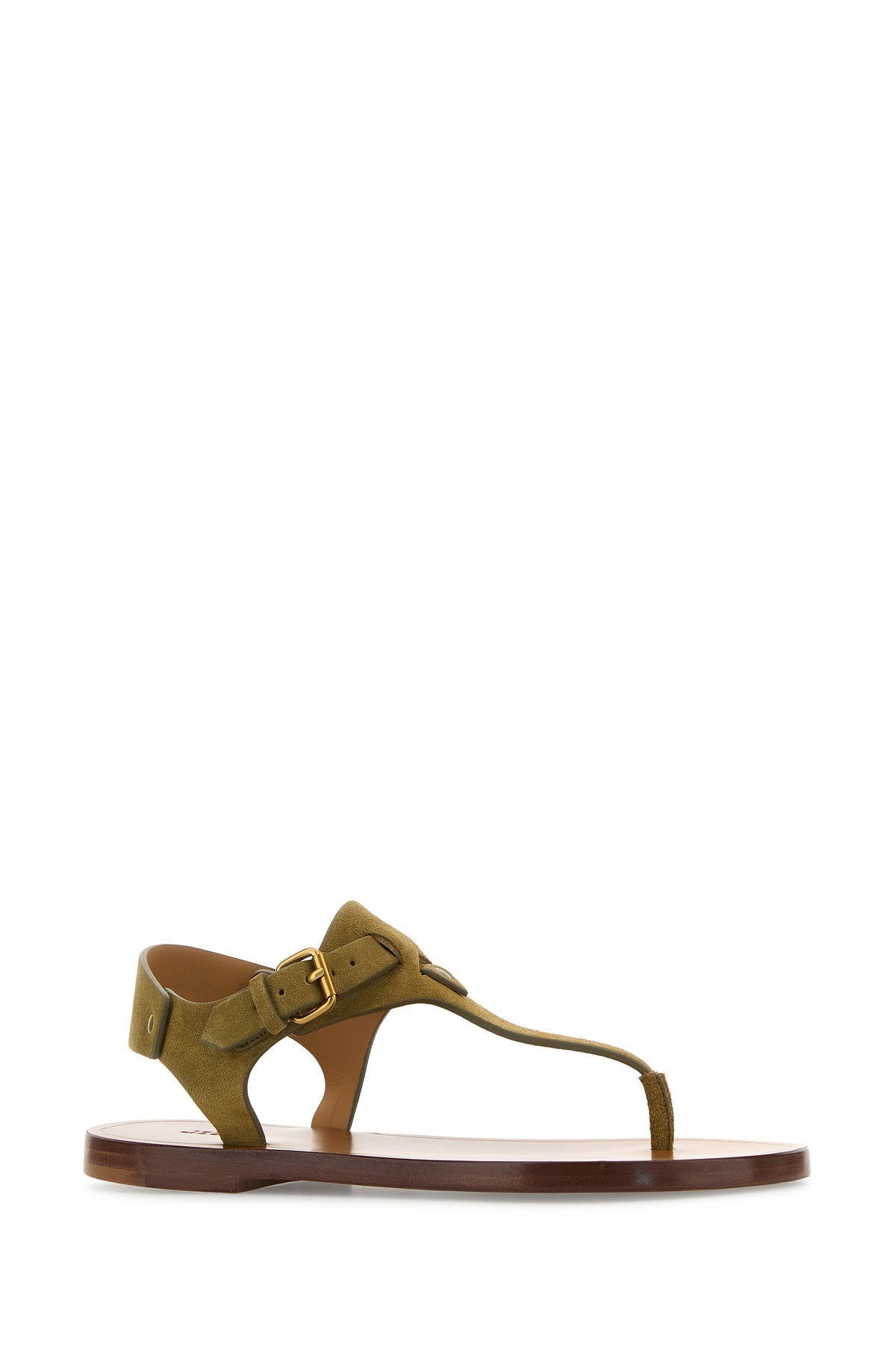 Army green suede thong sandals - 2