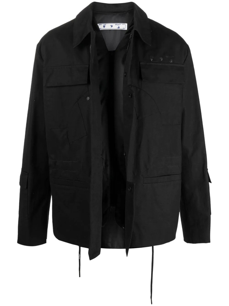 logo-embroidered military jacket 1