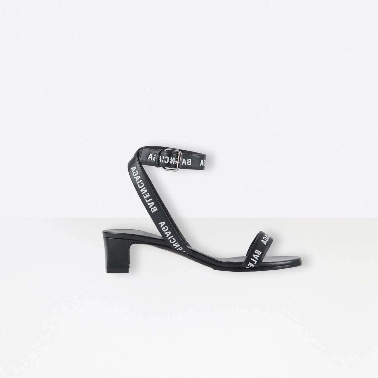 Allover Logo Round 40mm Ankle Strap Sandal - 1