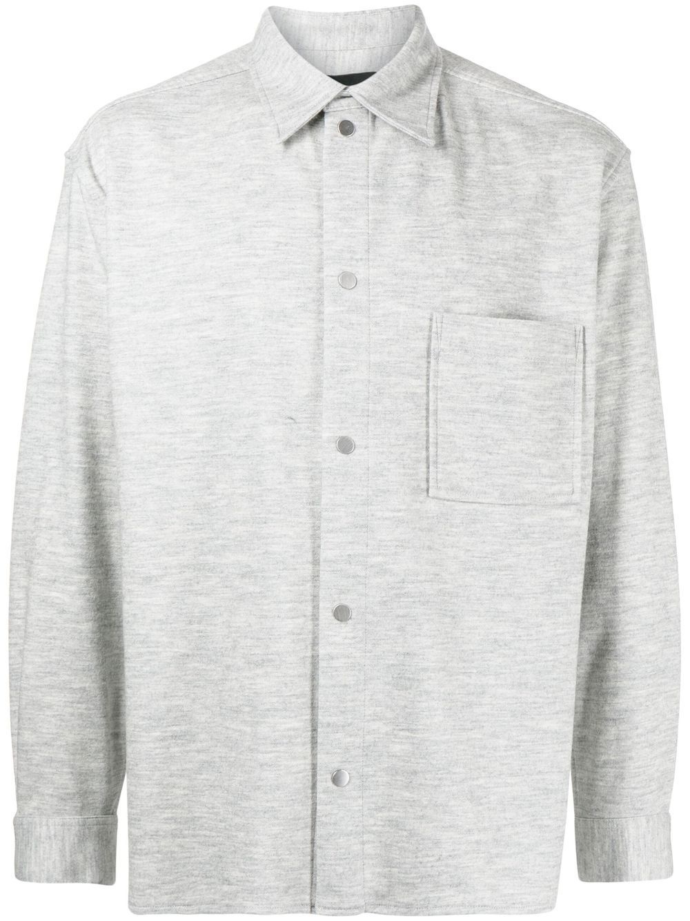 point-collar flannel shirt - 1