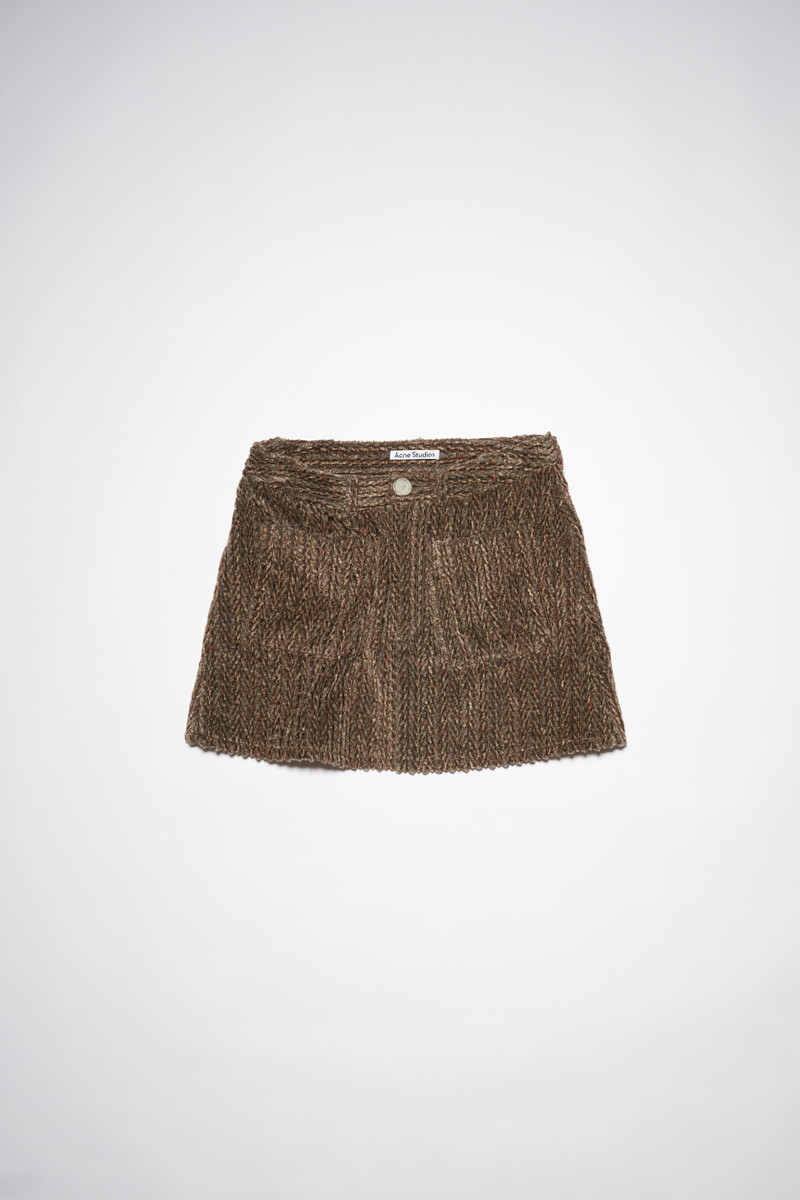 Printed velvet mini skirt - Brown 1