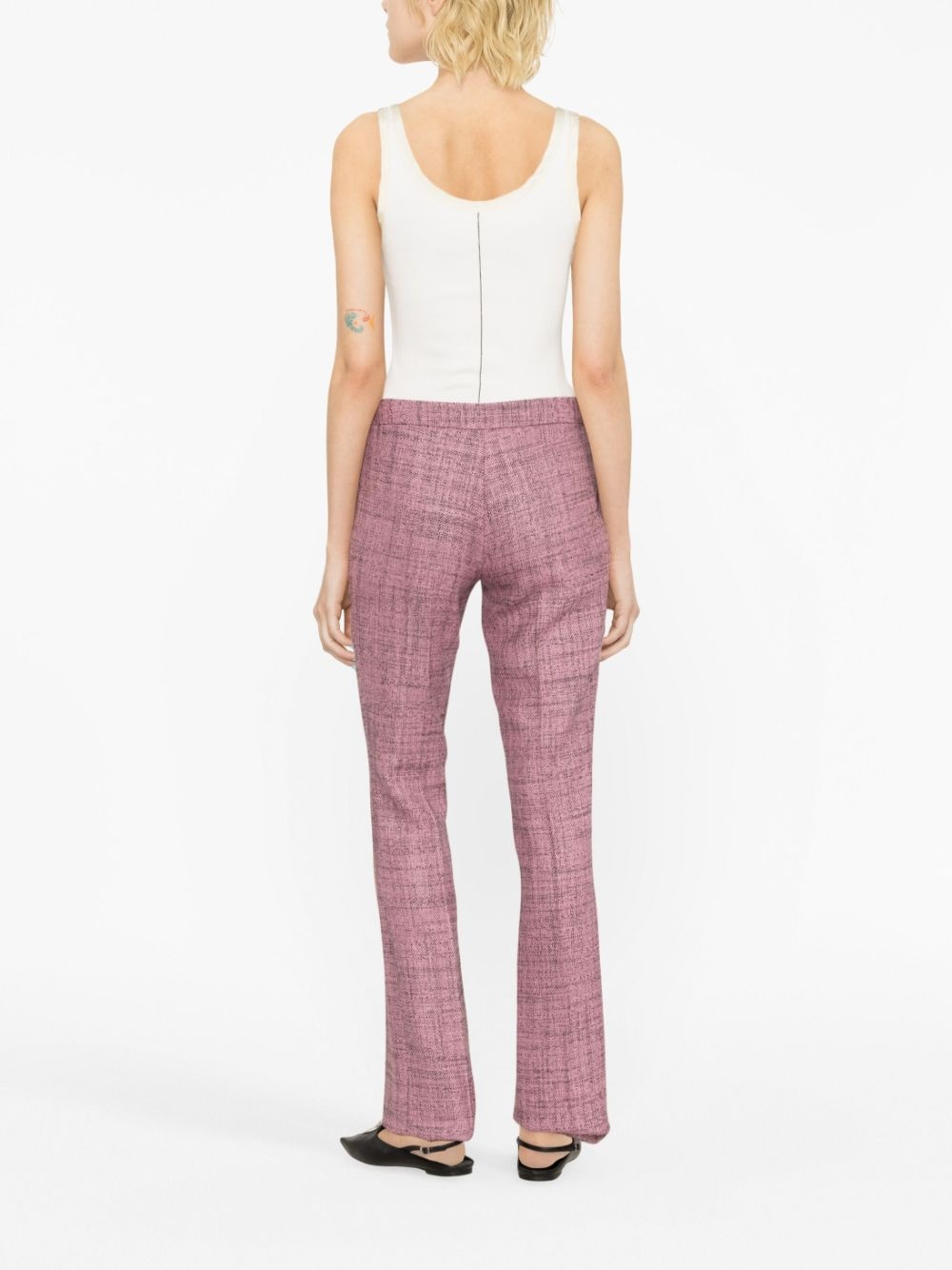 mélange-effect wool trousers - 4