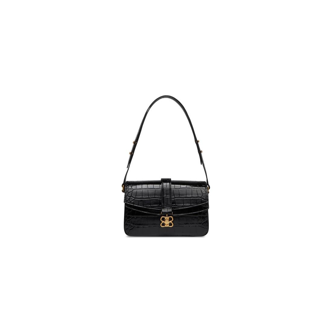 Women's Lady Small Flap Bag Crocodile Embossed  in Black - 1