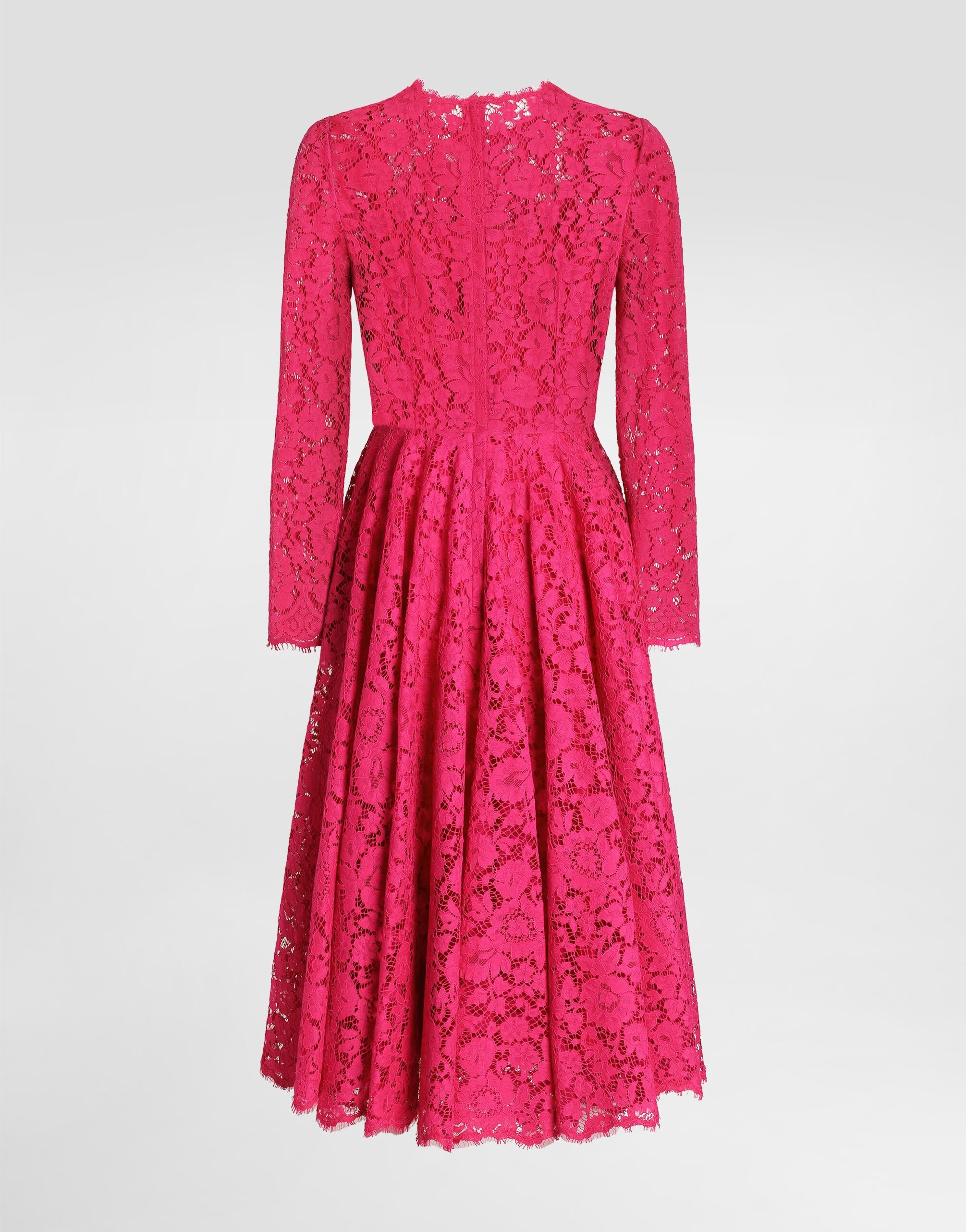 Calf-length circle-skirt dress in cordonetto lace - 2