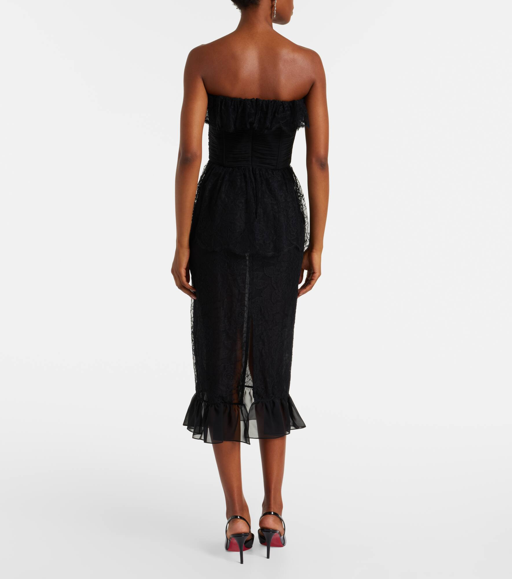 Lace and silk georgette bustier dress - 3