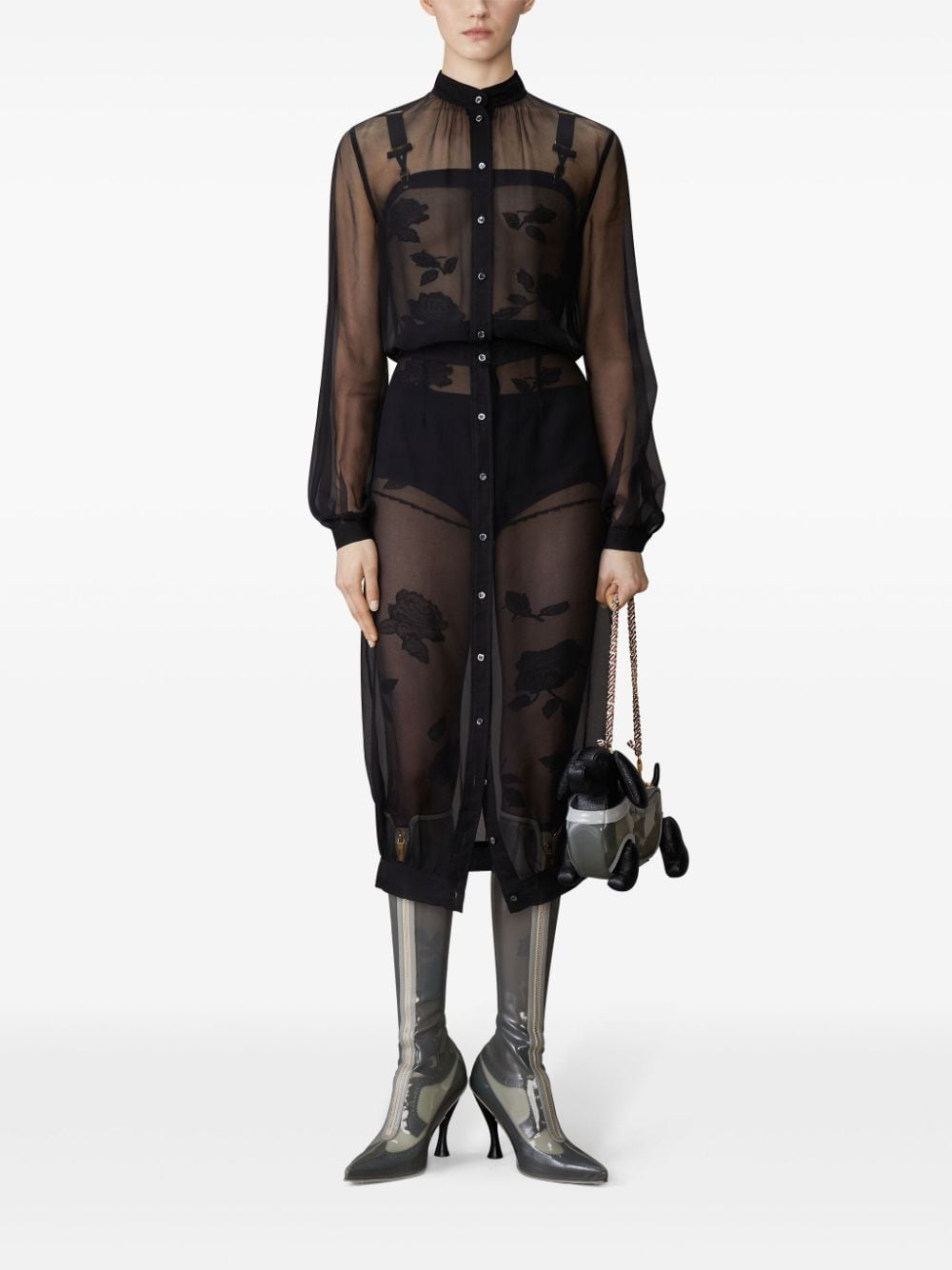 semi-sheer midi dress - 2