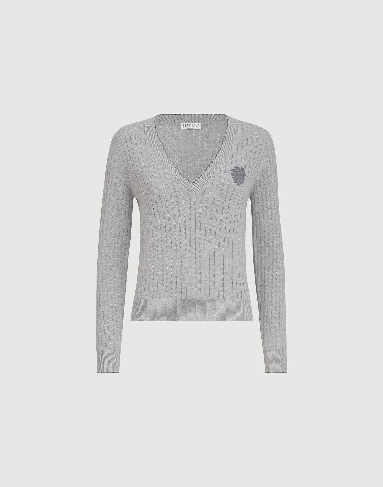Cotton ribbed sweater with logo - 1