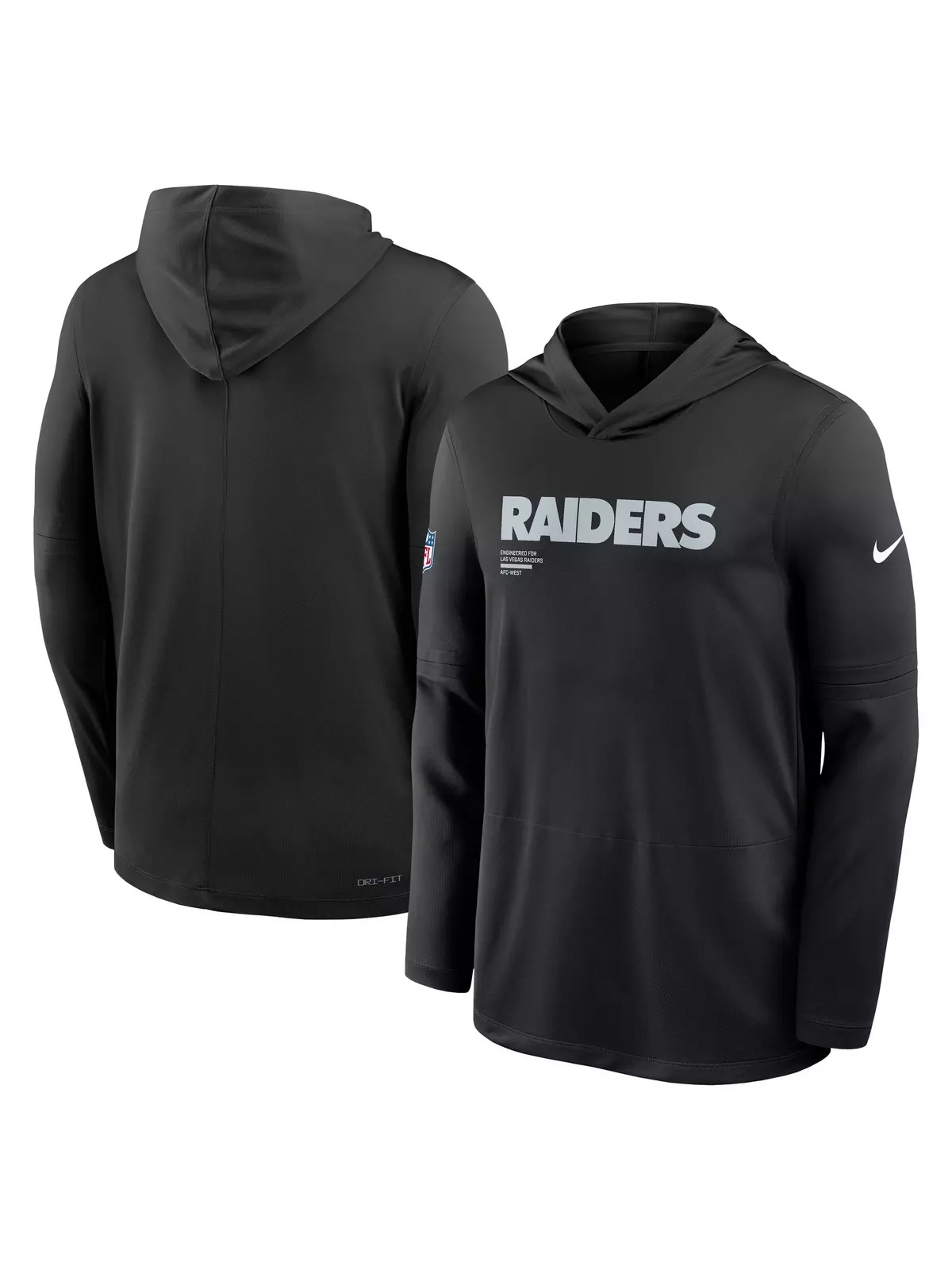 Los Vegas Raiders Long Sleeve Hoodie Tee-Black - 3