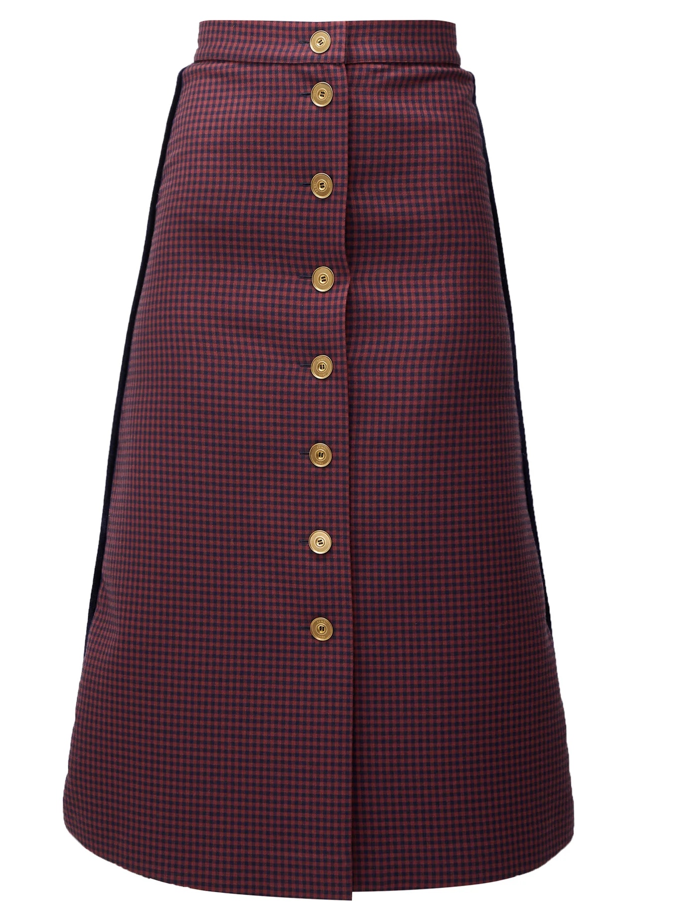 A-line gingham wool midi skirt - 6