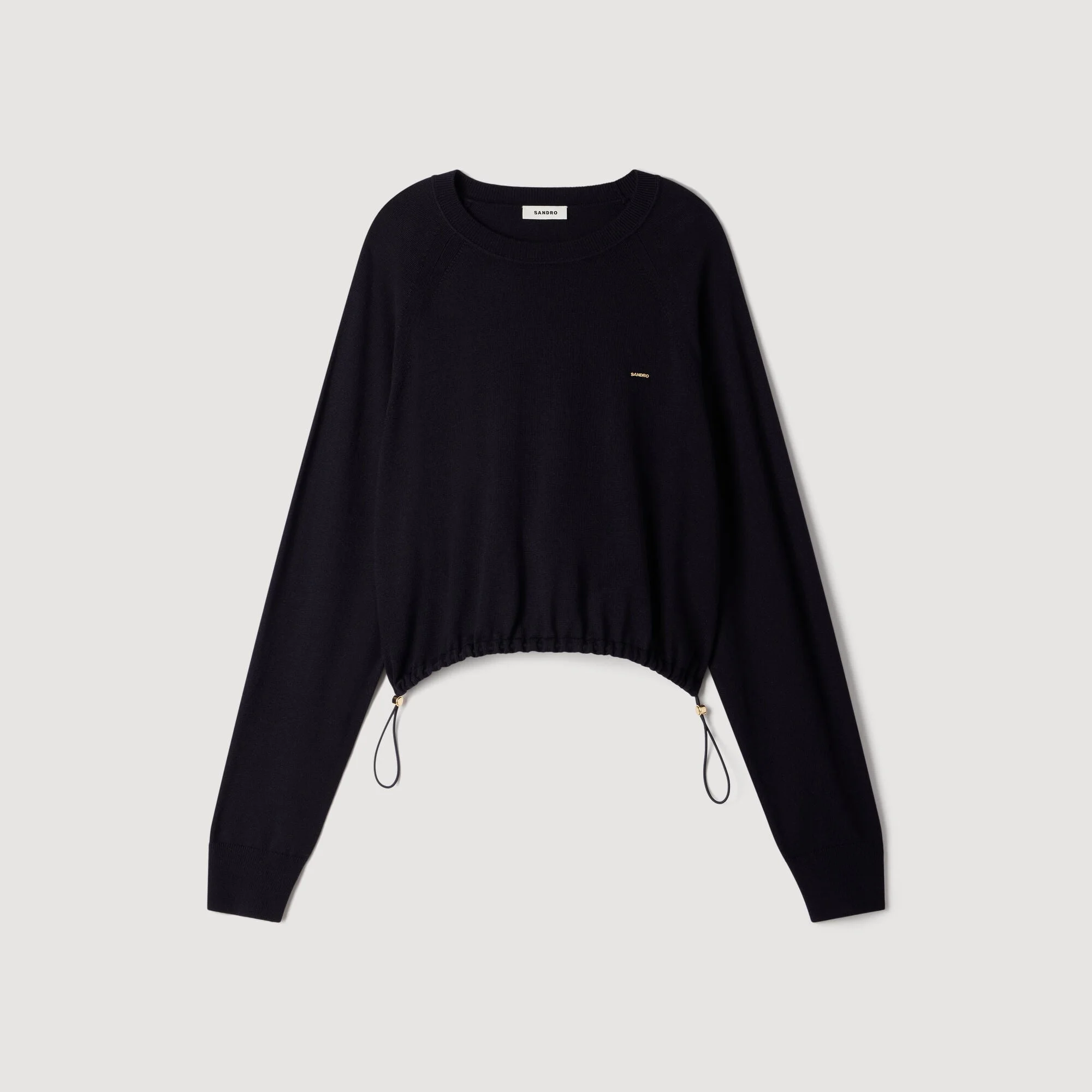 WOOL SWEATER WITH DRAWSTRING HEM - 1
