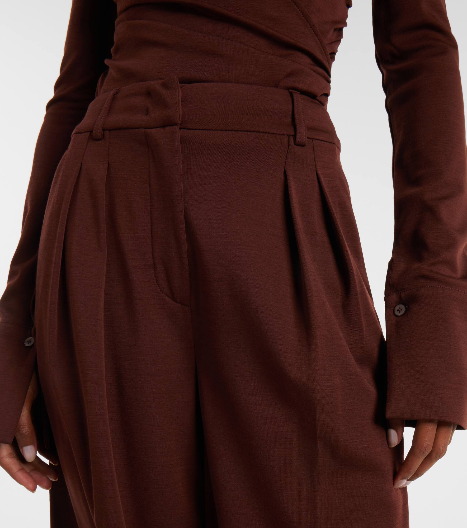 Natale high-rise wool wide-leg pants - 4
