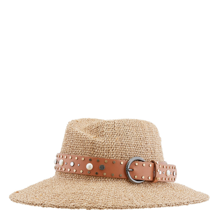 Maison Michel Ladies Beige Virginie Decorative Belt Fedora Hat - 4