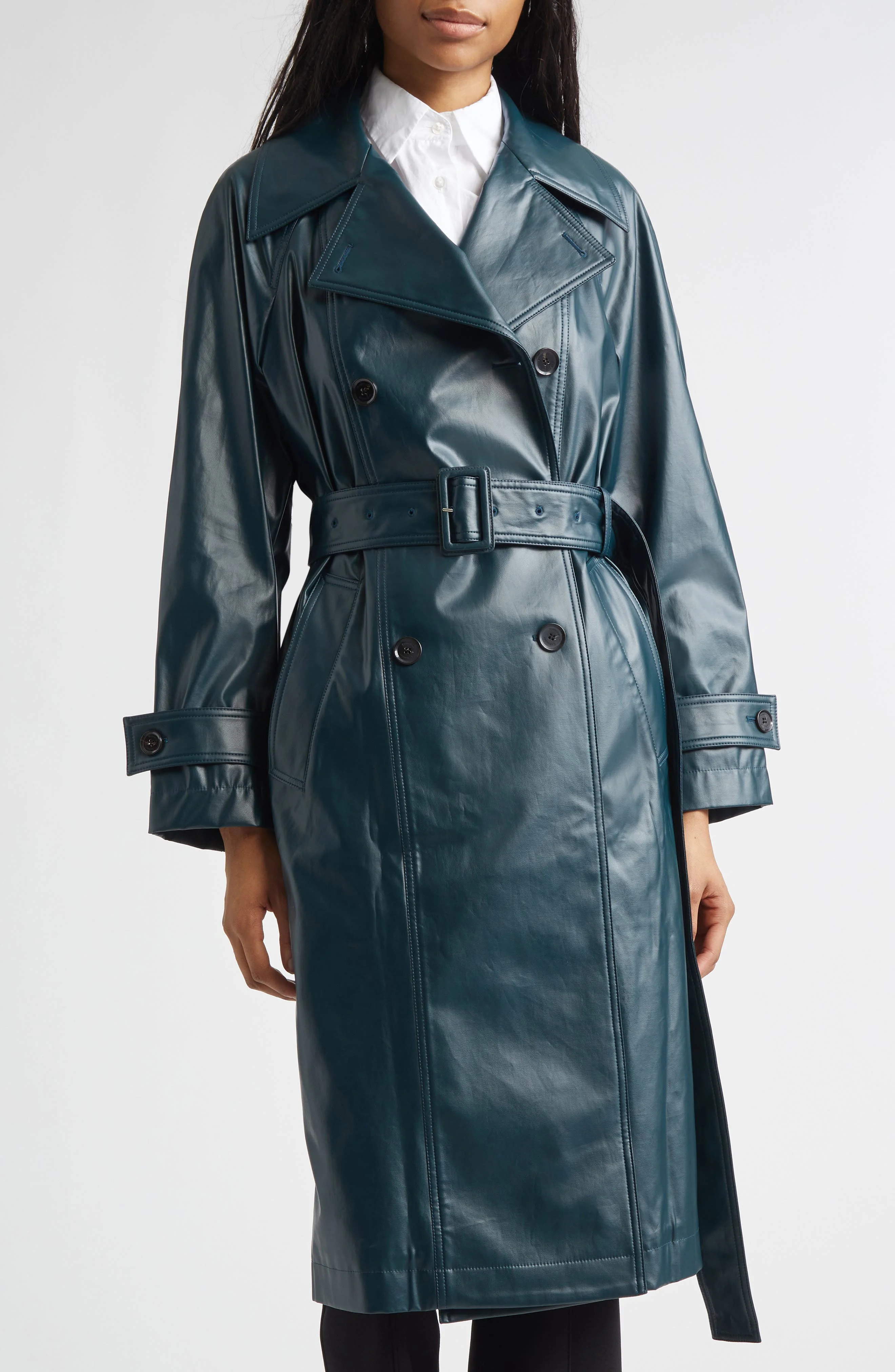 Proenza Schouler Benedetta Coated Cotton Trench Coat in Bottle Green at Nordstrom - 1