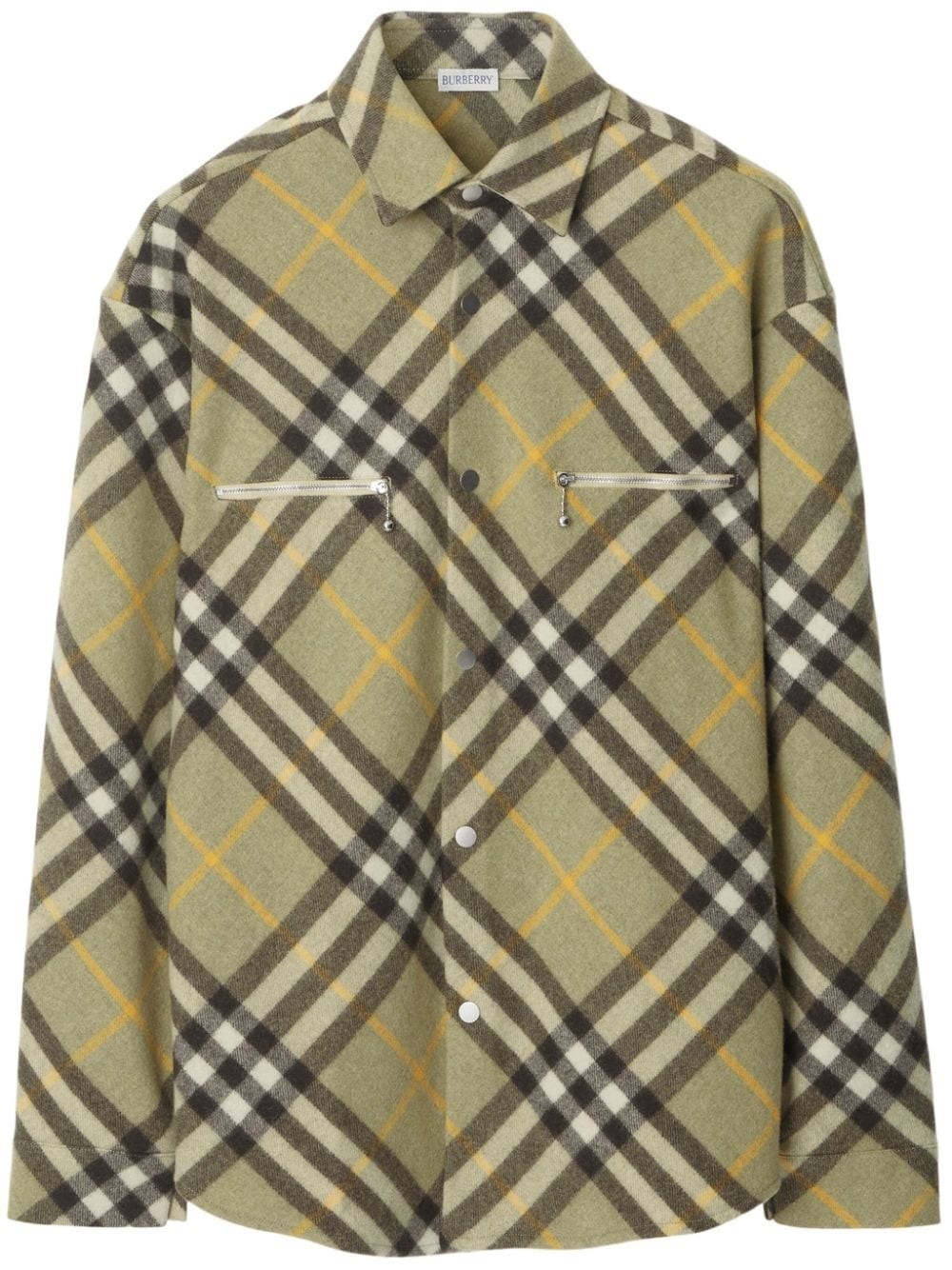 checked wool-blend shirt jacket - 1