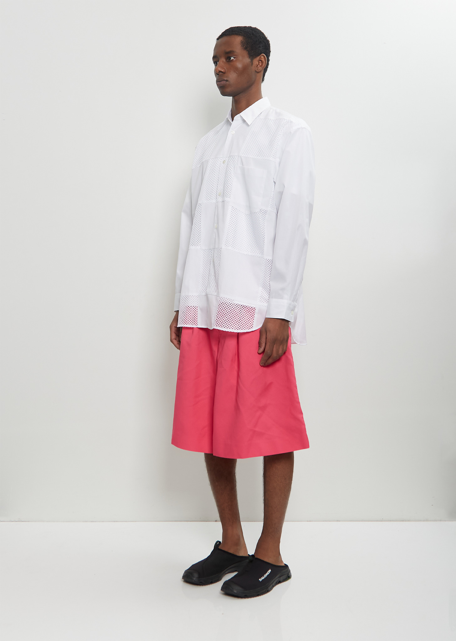 Cotton Paneled Button Up Shirt - 4
