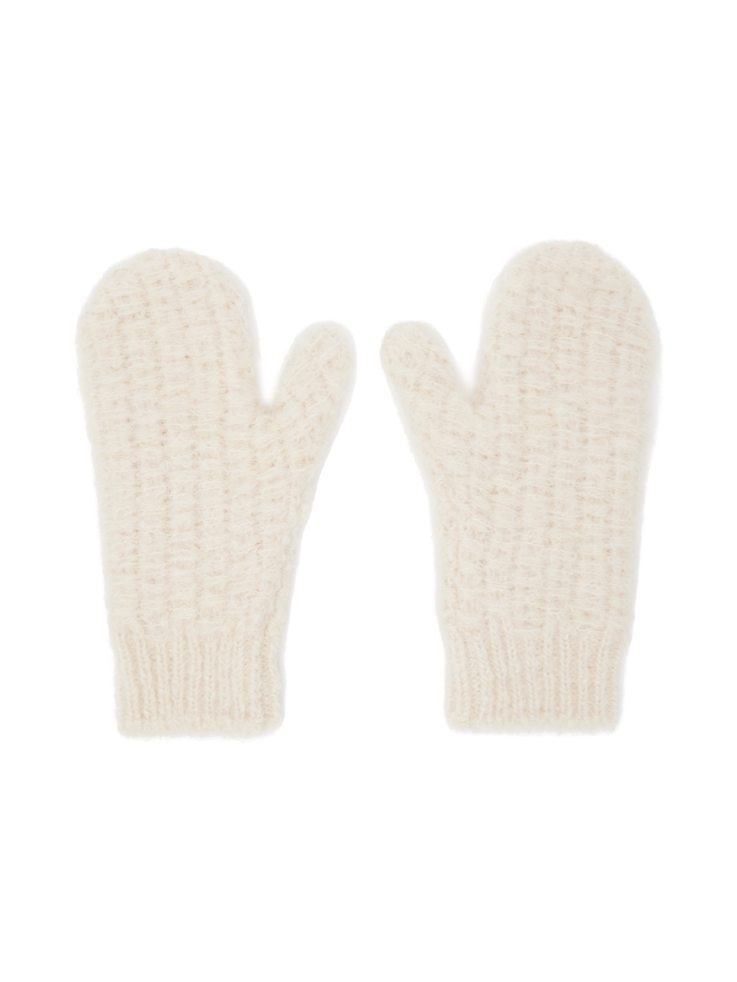 Off-White Mohair & Alpaca Mittens - 1