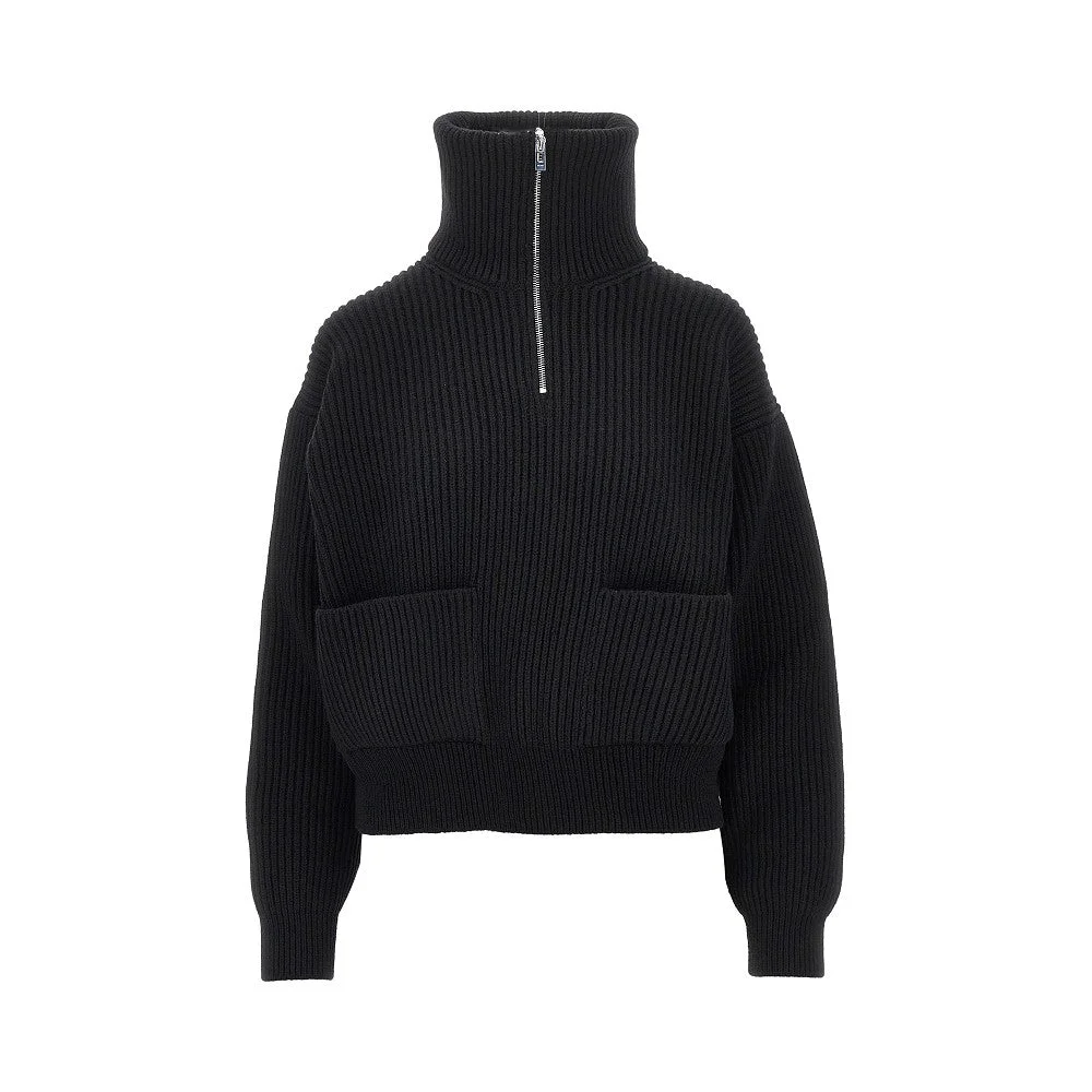 Alaia Women Wool And Cashmere Trucker Sweater - 1