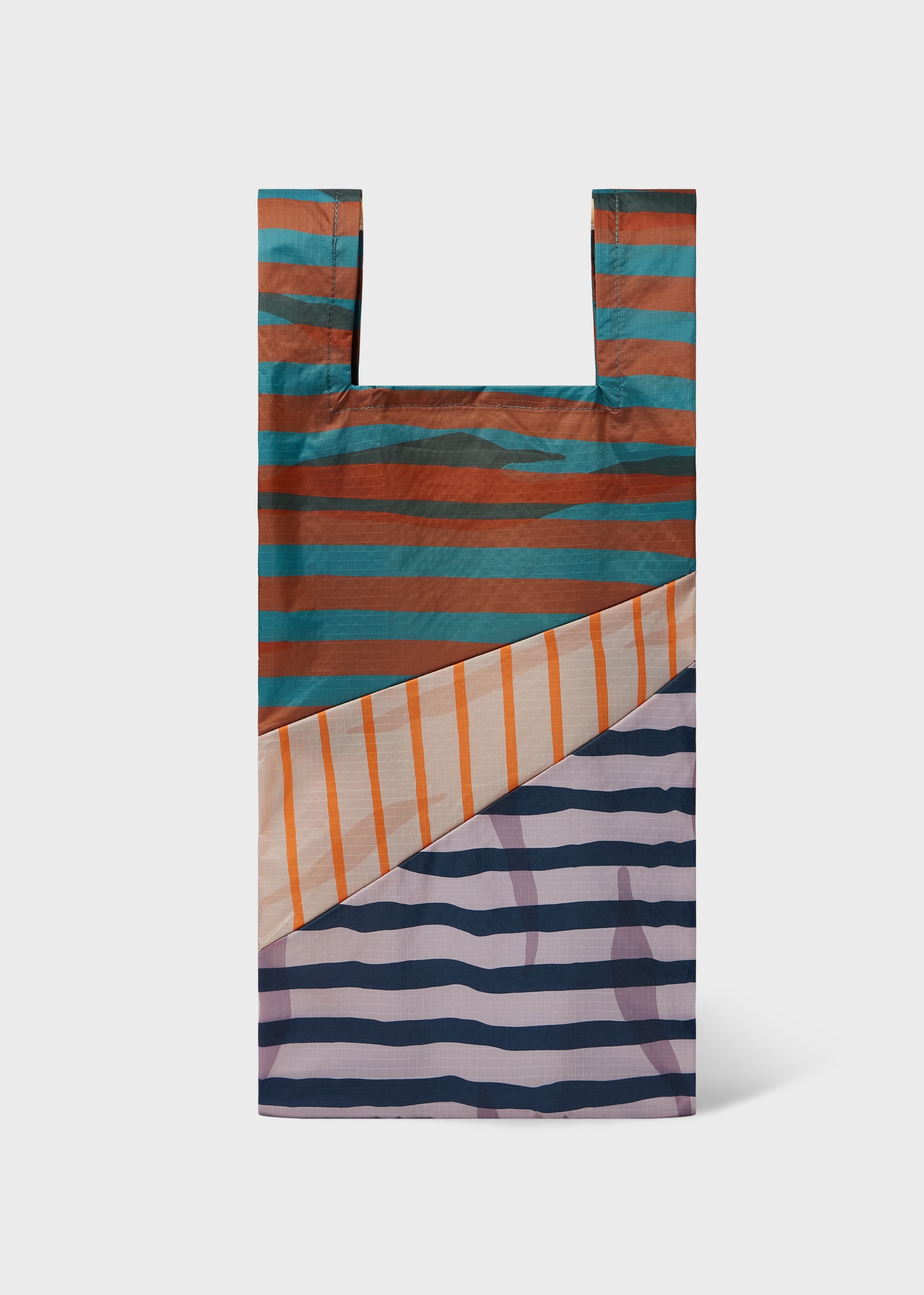 Susan Bijl x Paul Smith - Teal Mixed-Stripe 'The New Shopping Bag' Medium - 2
