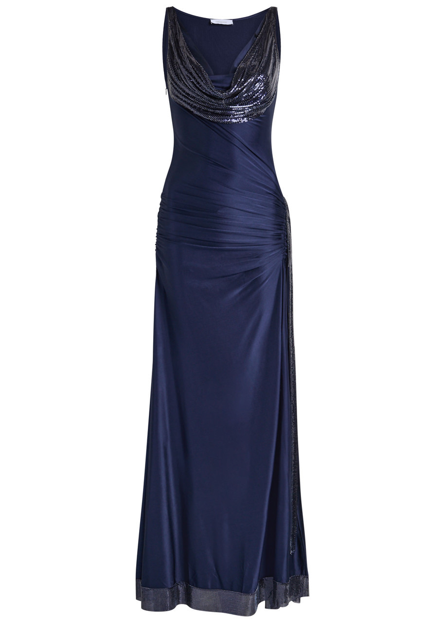 Rabanne Chainmail-embellished Stretch-satin Gown - 1