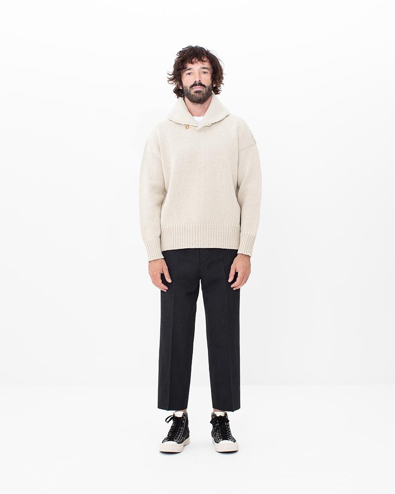 MONTE SHAWL COLLAR KNIT IVORY - 3