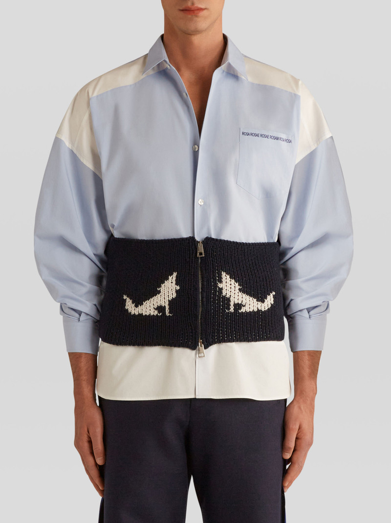 Etro WIDE JACQUARD KNIT BELT WITH WOLVES outlook