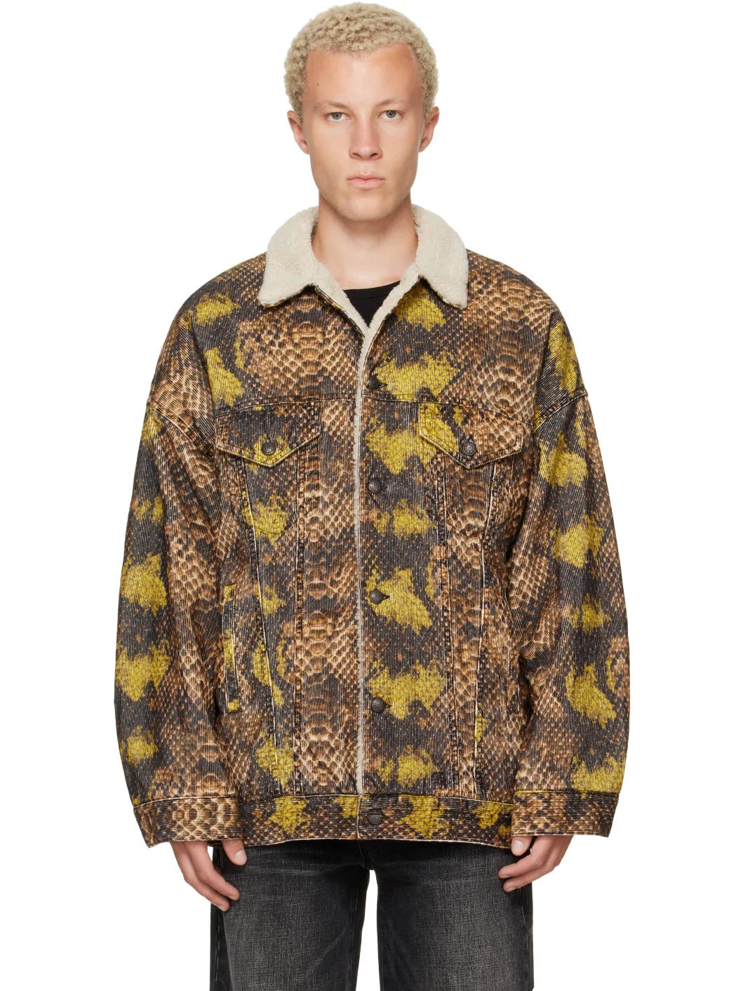Brown & Green Oversized Trucker Jacket - 1
